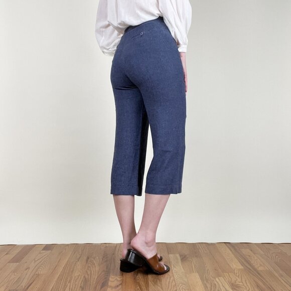 Vintage 100% Linen Capris Trouser Pants Cropped High Waisted Straight Leg Y2K - Picture 6 of 6